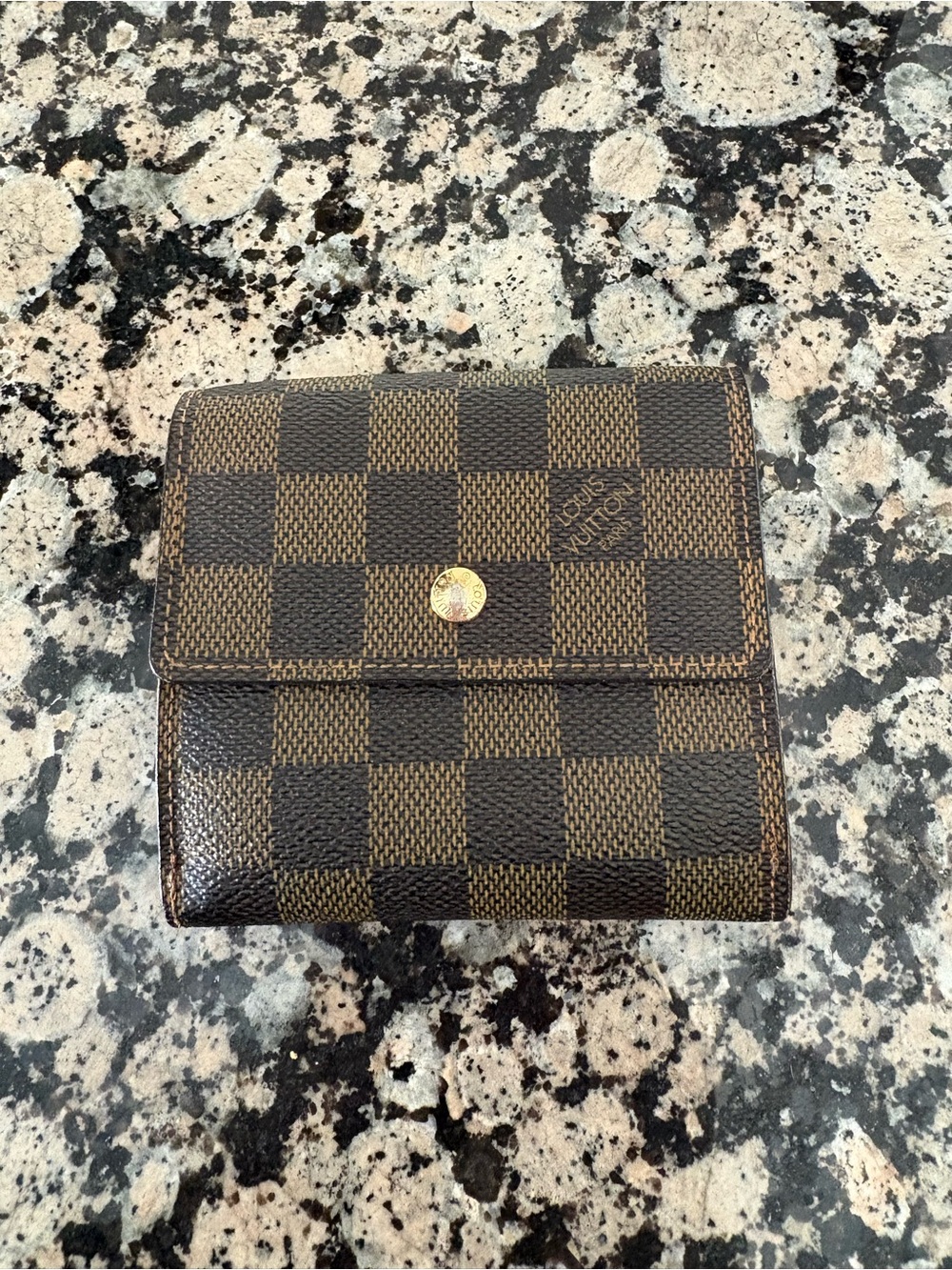 Louis Vuitton Damier Ebene Small Fold Wallet in Brown